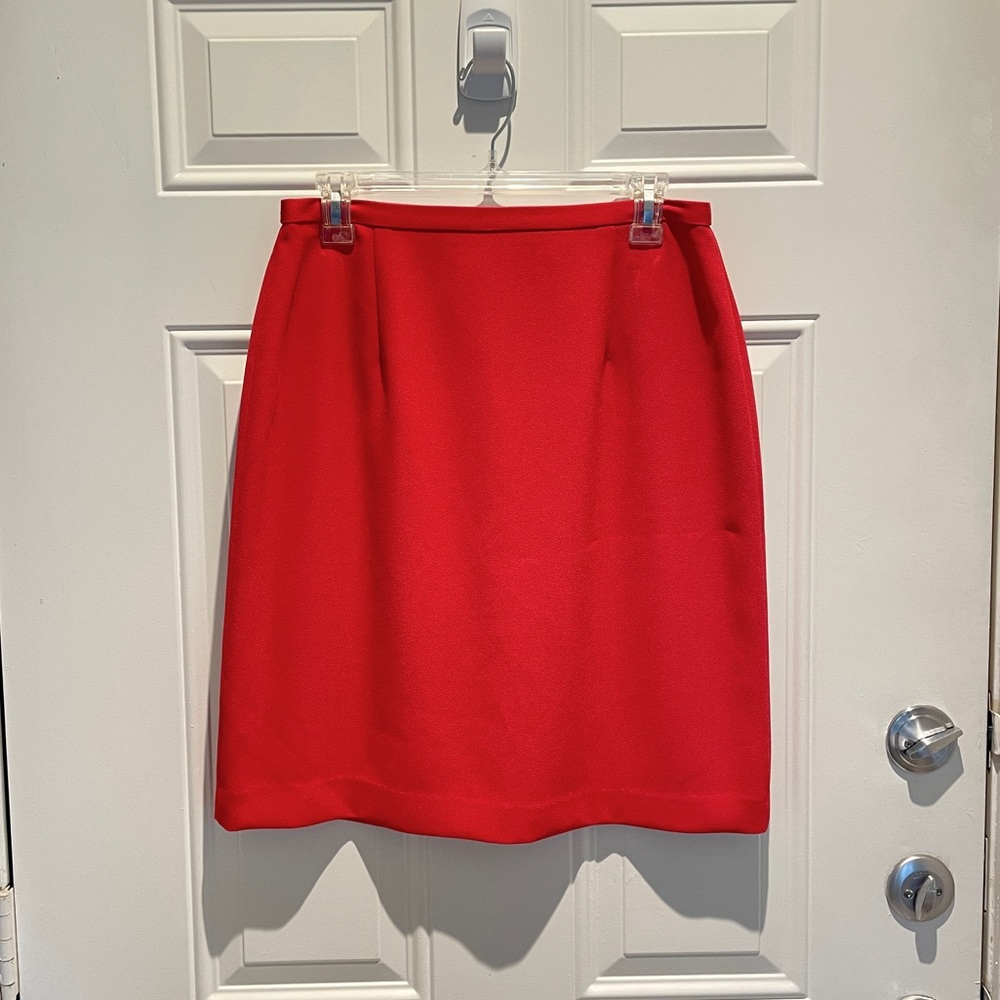Karen Scott Red Strawberry Suit Separate Formal Business Pencil Skirt Size 12